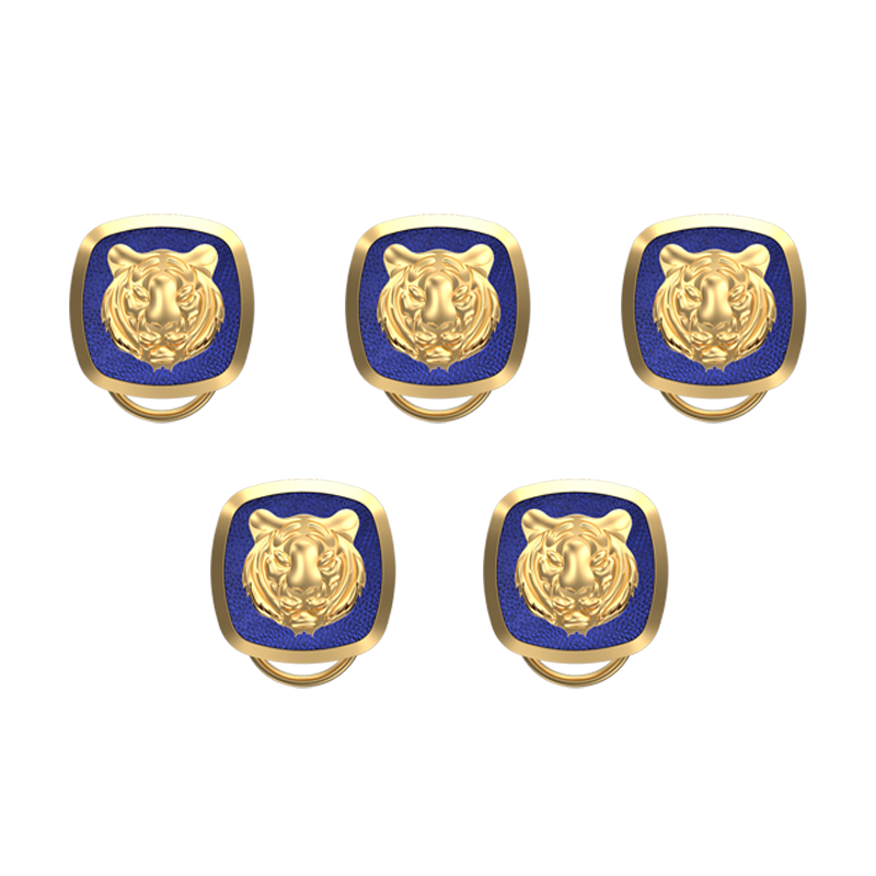 Tiger, Wild Button set with 18kt Gold & Black Ruthenium Plating on Brass.