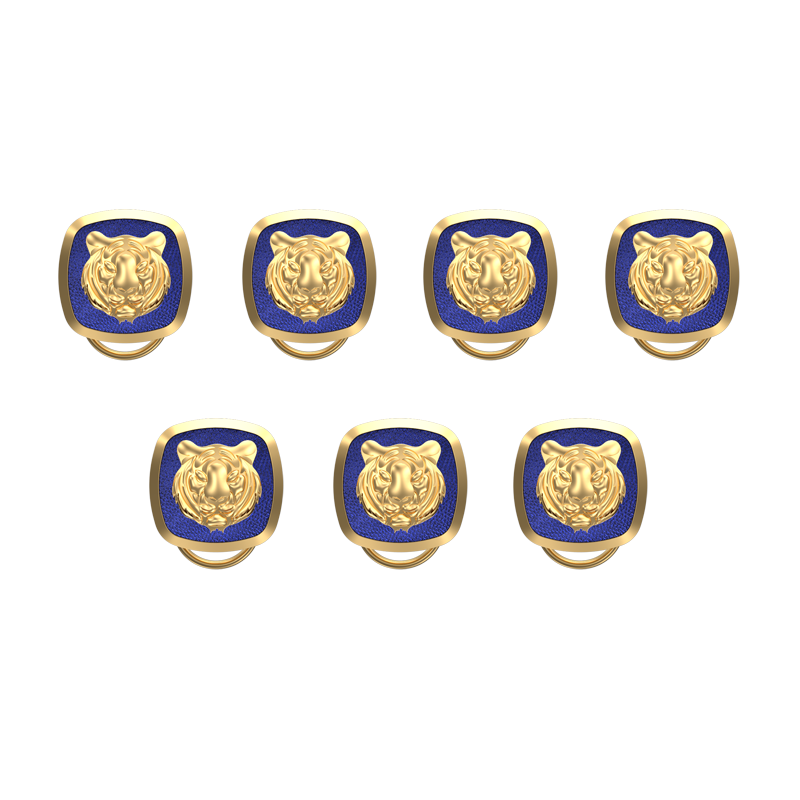 Tiger, Wild Button set with 18kt Gold & Black Ruthenium Plating on Brass.