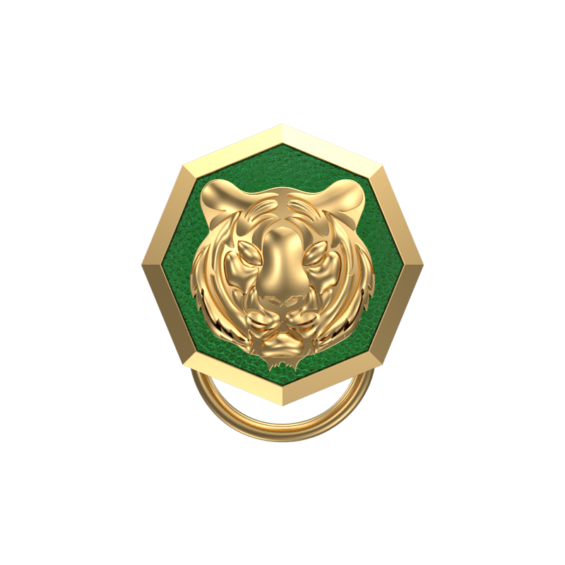 Tiger, Wild Button set with 18kt Gold & Black Ruthenium Plating on Brass.