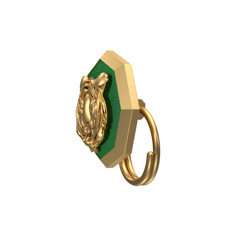 Tiger, Wild Button set with 18kt Gold & Black Ruthenium Plating on Brass.