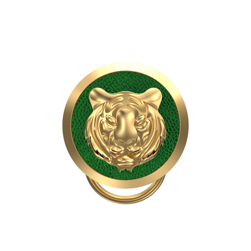 Tiger, Wild Button set with 18kt Gold & Black Ruthenium Plating on Brass.