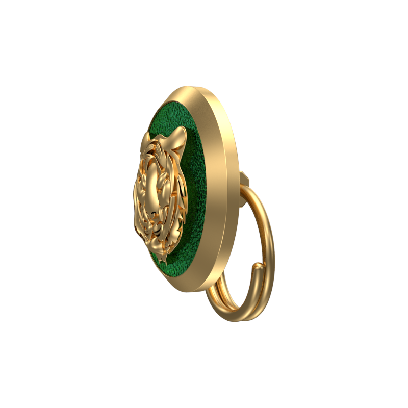 Tiger, Wild Button set with 18kt Gold & Black Ruthenium Plating on Brass.