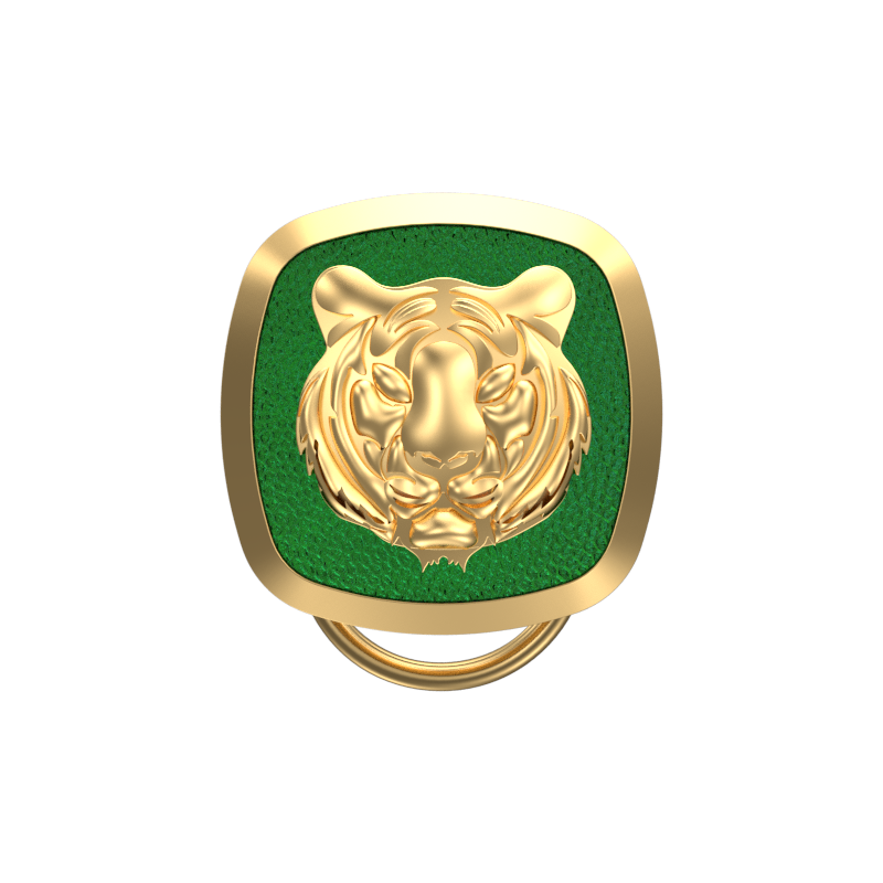 Tiger, Wild Button set with 18kt Gold & Black Ruthenium Plating on Brass.