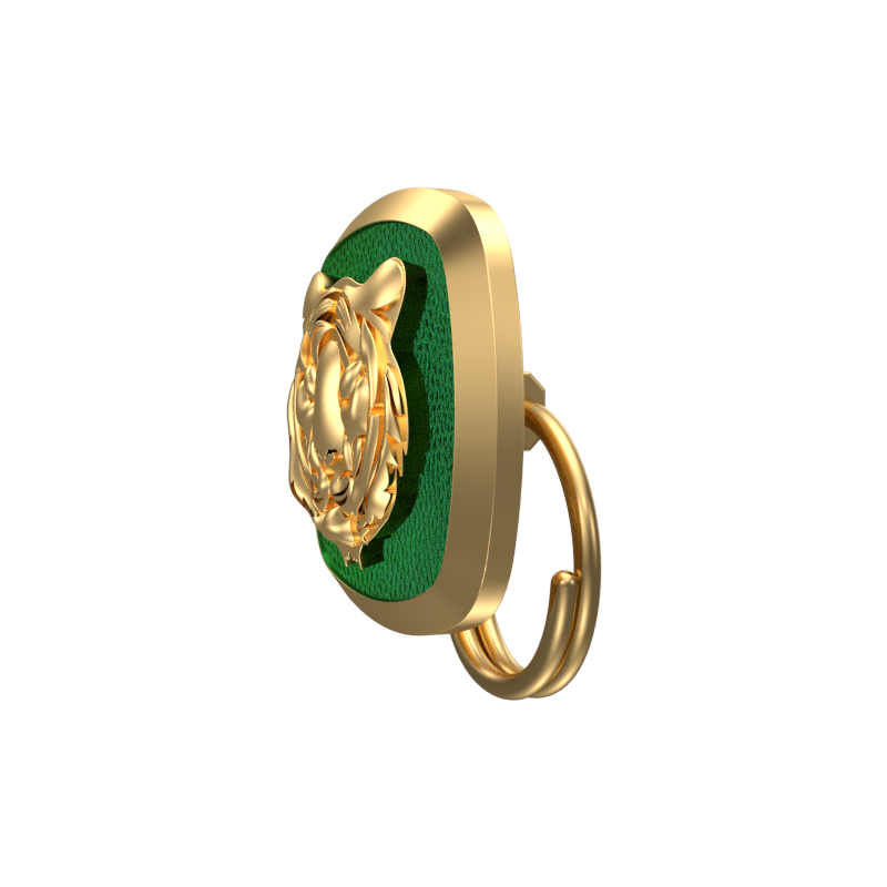 Tiger, Wild Button set with 18kt Gold & Black Ruthenium Plating on Brass.