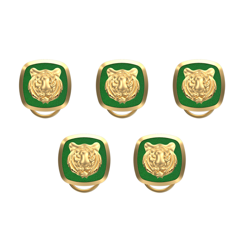 Tiger, Wild Button set with 18kt Gold & Black Ruthenium Plating on Brass.
