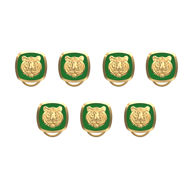 Tiger, Wild Button set with 18kt Gold & Black Ruthenium Plating on Brass.