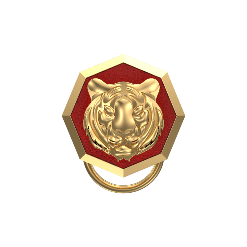 Tiger, Wild Button set with 18kt Gold & Black Ruthenium Plating on Brass.