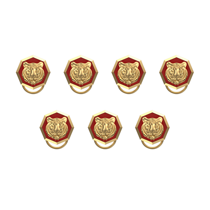 Tiger, Wild Button set with 18kt Gold & Black Ruthenium Plating on Brass.
