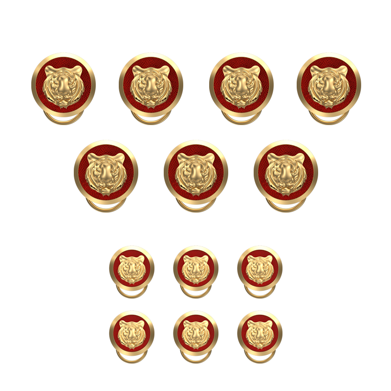 Tiger, Wild Button set with 18kt Gold & Black Ruthenium Plating on Brass.