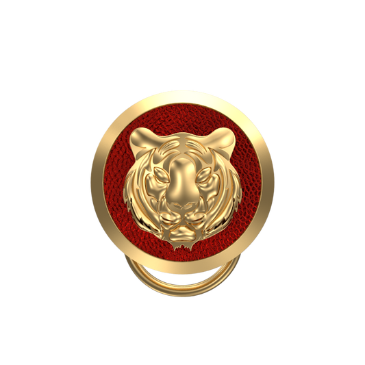 Tiger, Wild Button set with 18kt Gold & Black Ruthenium Plating on Brass.