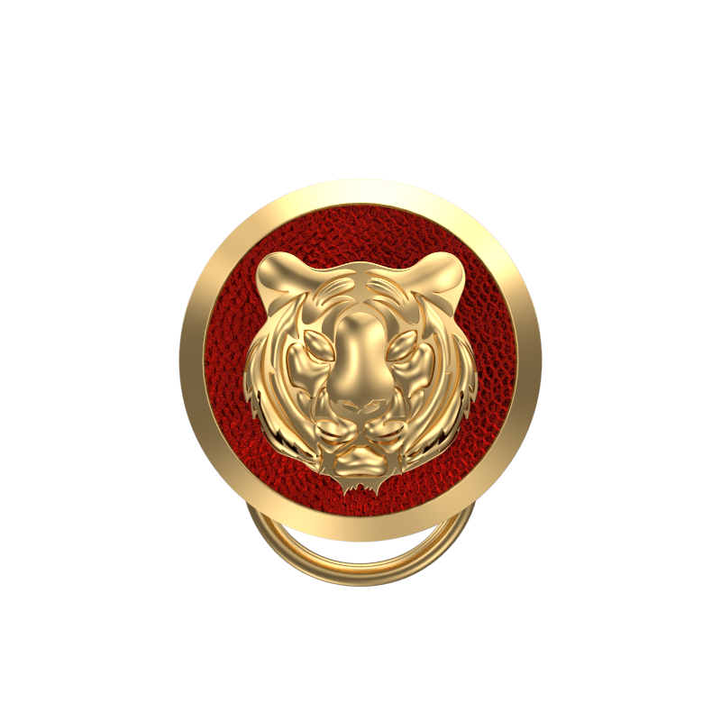 Tiger, Wild Button set with 18kt Gold & Black Ruthenium Plating on Brass.