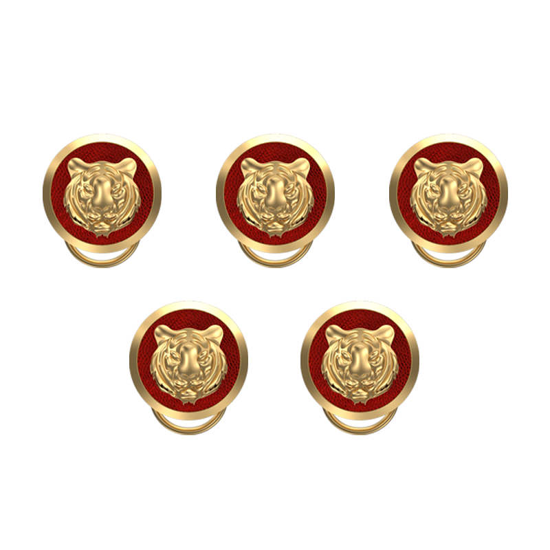Tiger, Wild Button set with 18kt Gold & Black Ruthenium Plating on Brass.
