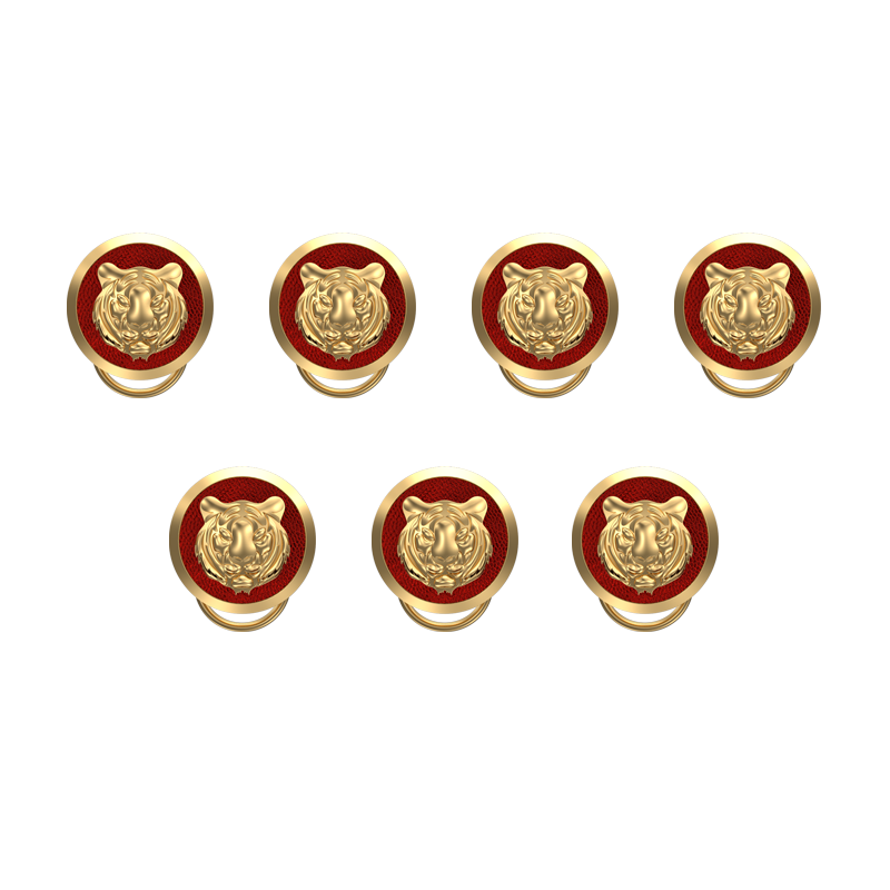 Tiger, Wild Button set with 18kt Gold & Black Ruthenium Plating on Brass.