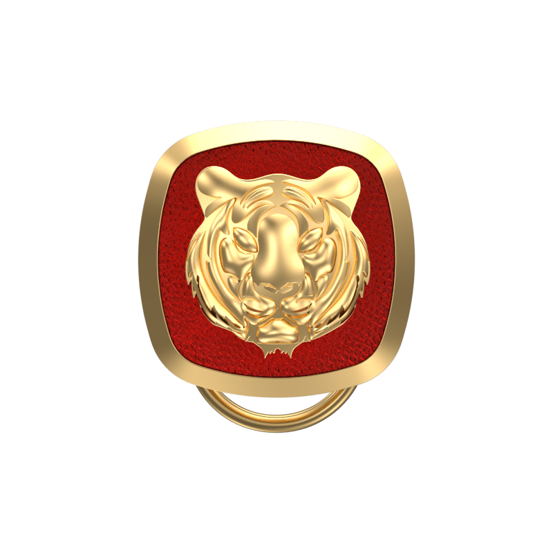 Tiger, Wild Button set with 18kt Gold & Black Ruthenium Plating on Brass.