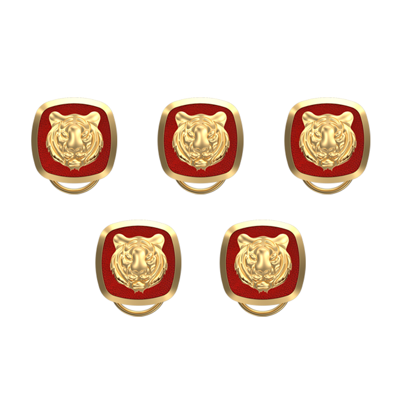Tiger, Wild Button set with 18kt Gold & Black Ruthenium Plating on Brass.