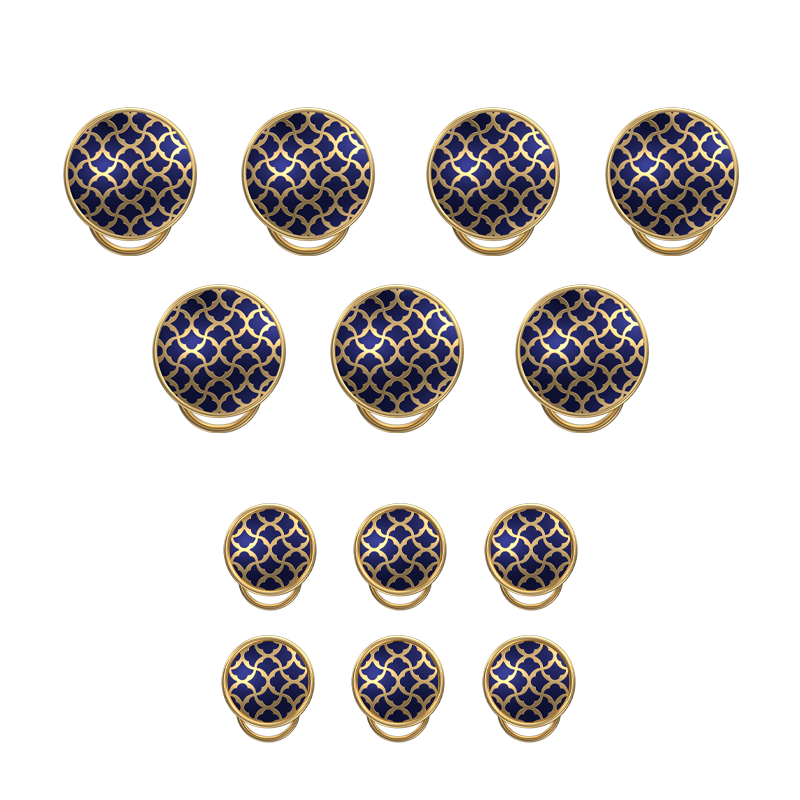 Enchanted, Classic Button Set with 18kt Gold Plating and Enamel on Brass.