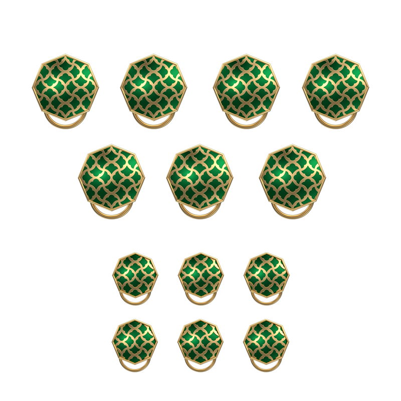 Enchanted, Classic Button Set with 18kt Gold Plating and Enamel on Brass.