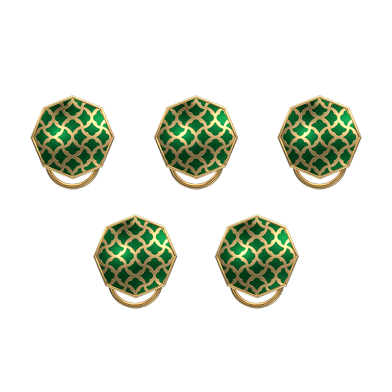 Enchanted, Classic Button Set with 18kt Gold Plating and Enamel on Brass.