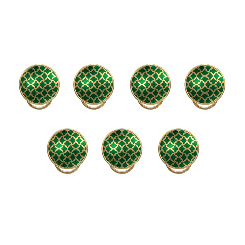 Enchanted, Classic Button Set with 18kt Gold Plating and Enamel on Brass.