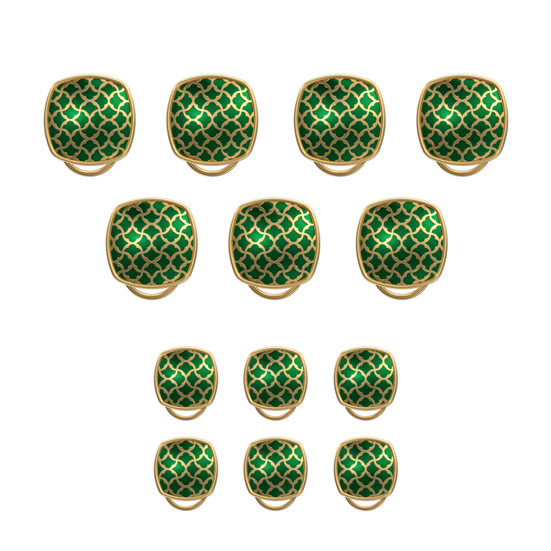 Enchanted, Classic Button Set with 18kt Gold Plating and Enamel on Brass.