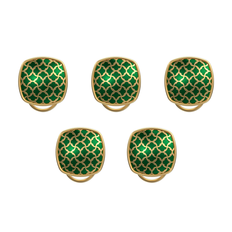 Enchanted, Classic Button Set with 18kt Gold Plating and Enamel on Brass.