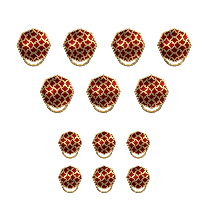 Enchanted, Classic Button Set with 18kt Gold Plating and Enamel on Brass.