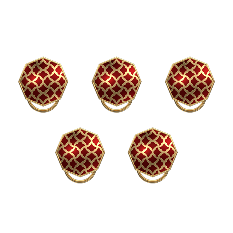 Enchanted, Classic Button Set with 18kt Gold Plating and Enamel on Brass.