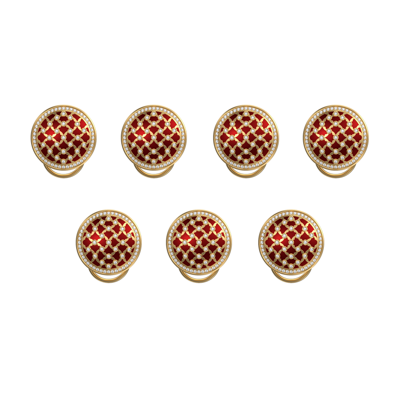 Enchanted Luxe, Classic Button Set with CZ Diamonds, 18kt Gold Plating and Enamel on Brass.