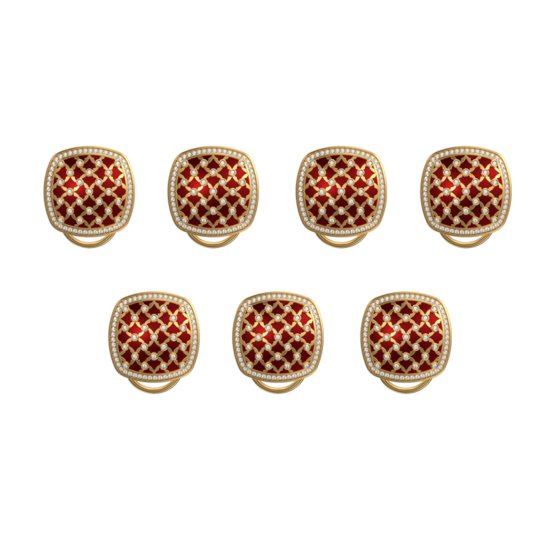 Enchanted Luxe, Classic Button Set with CZ Diamonds, 18kt Gold Plating and Enamel on Brass.