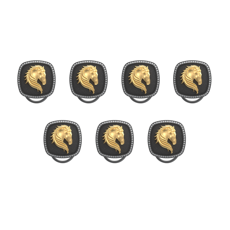 Horse Luxe, Wild Button set with CZ Diamonds, 18kt Gold & Black Ruthenium Plating on Brass.