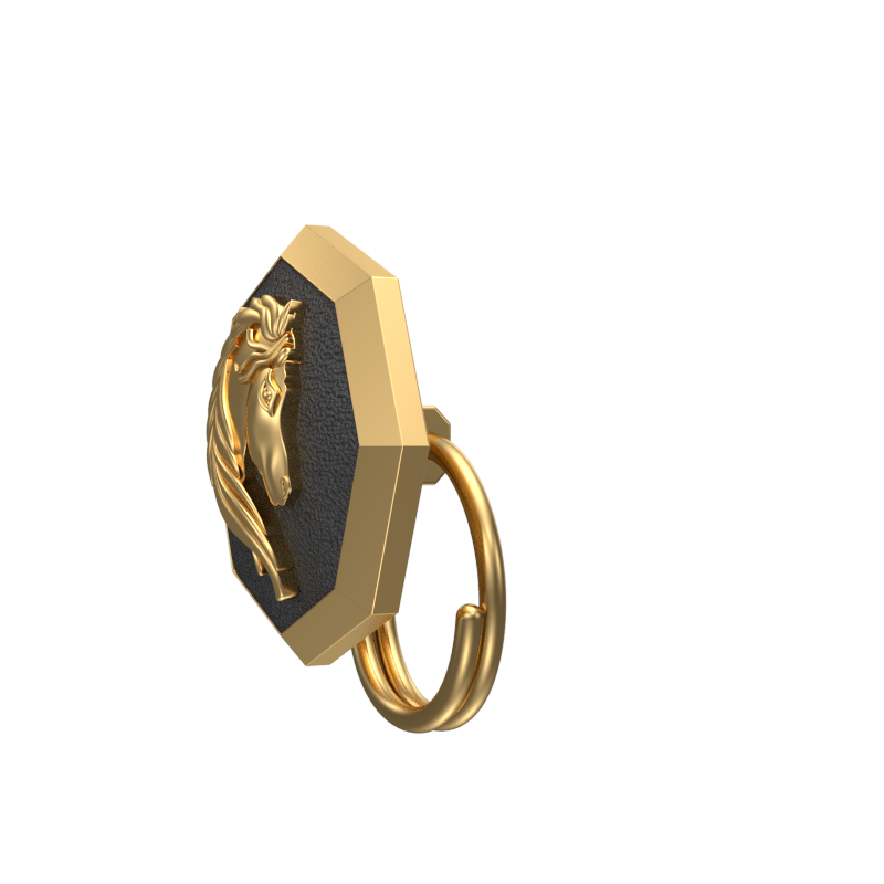 Horse, Wild Button set with 18kt Gold & Black Ruthenium Plating on Brass.