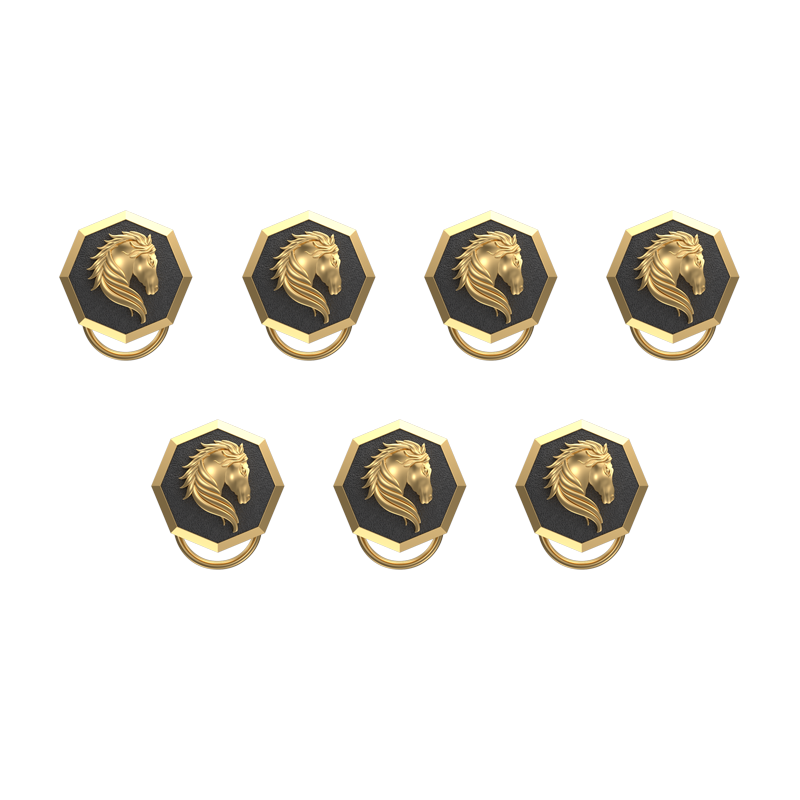 Horse, Wild Button set with 18kt Gold & Black Ruthenium Plating on Brass.