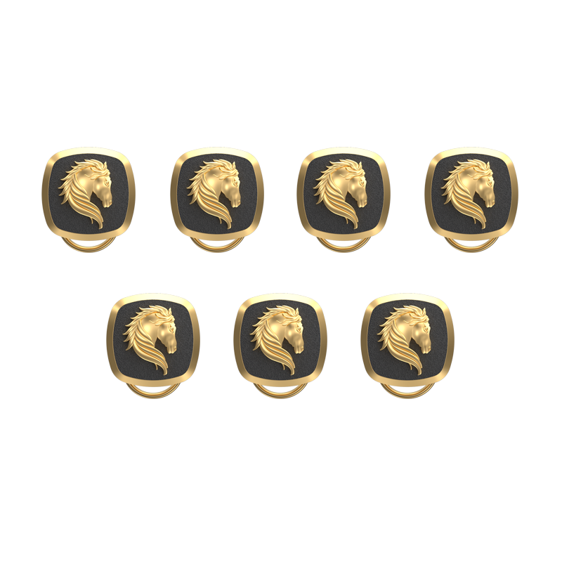 Horse, Wild Button set with 18kt Gold & Black Ruthenium Plating on Brass.
