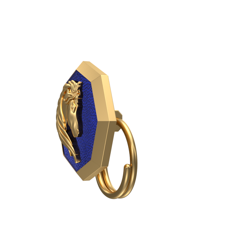 Horse, Wild Button set with 18kt Gold & Black Ruthenium Plating on Brass.