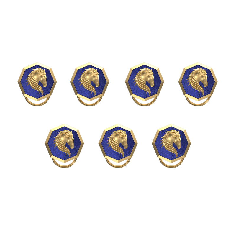 Horse, Wild Button set with 18kt Gold & Black Ruthenium Plating on Brass.
