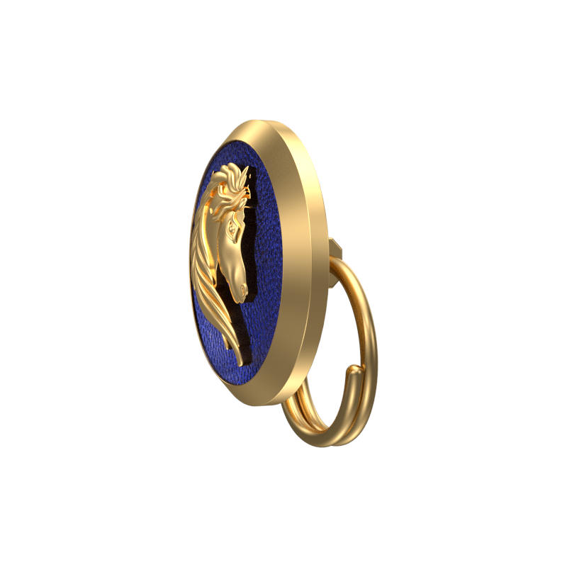 Horse, Wild Button set with 18kt Gold & Black Ruthenium Plating on Brass.