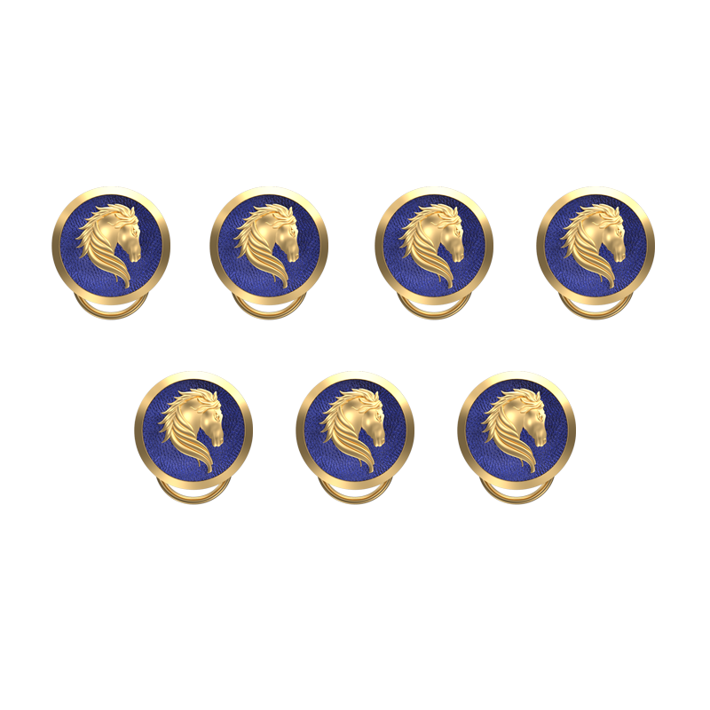 Horse, Wild Button set with 18kt Gold & Black Ruthenium Plating on Brass.