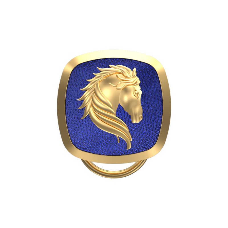 Horse, Wild Button set with 18kt Gold & Black Ruthenium Plating on Brass.