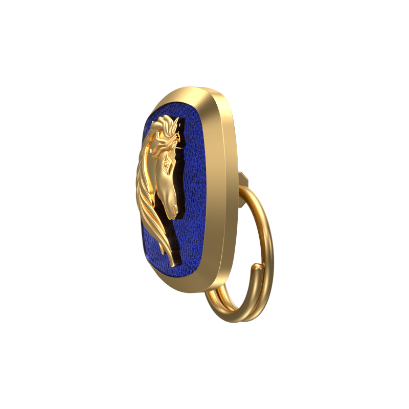 Horse, Wild Button set with 18kt Gold & Black Ruthenium Plating on Brass.