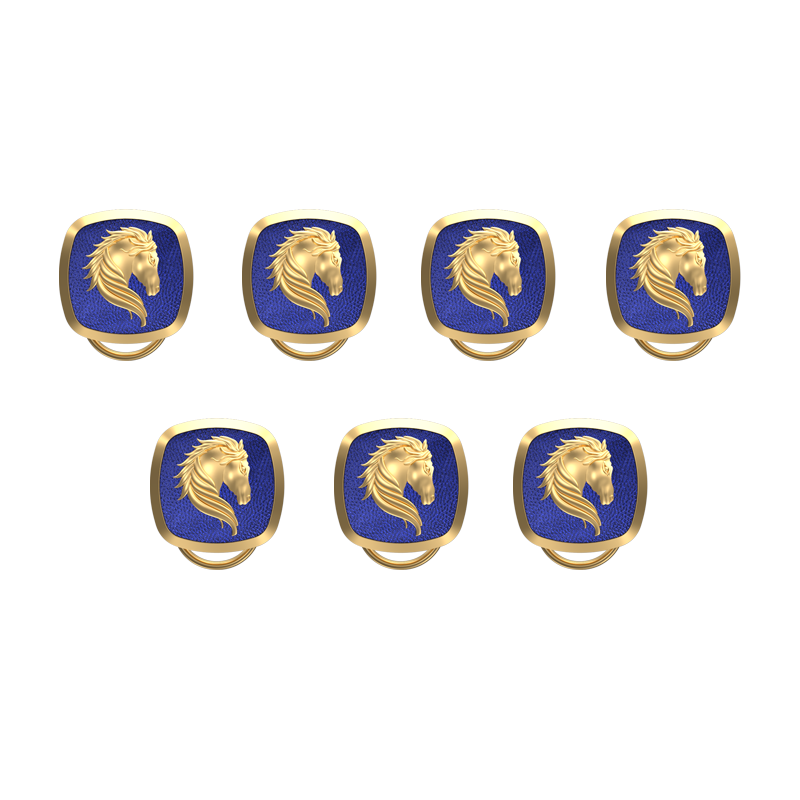 Horse, Wild Button set with 18kt Gold & Black Ruthenium Plating on Brass.