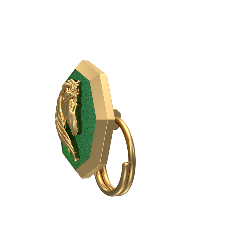 Horse, Wild Button set with 18kt Gold & Black Ruthenium Plating on Brass.