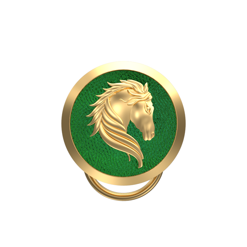 Horse, Wild Button set with 18kt Gold & Black Ruthenium Plating on Brass.