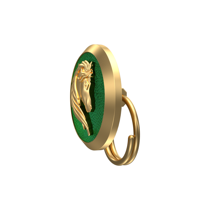 Horse, Wild Button set with 18kt Gold & Black Ruthenium Plating on Brass.