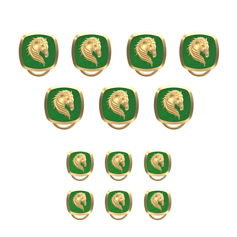 Horse, Wild Button set with 18kt Gold & Black Ruthenium Plating on Brass.