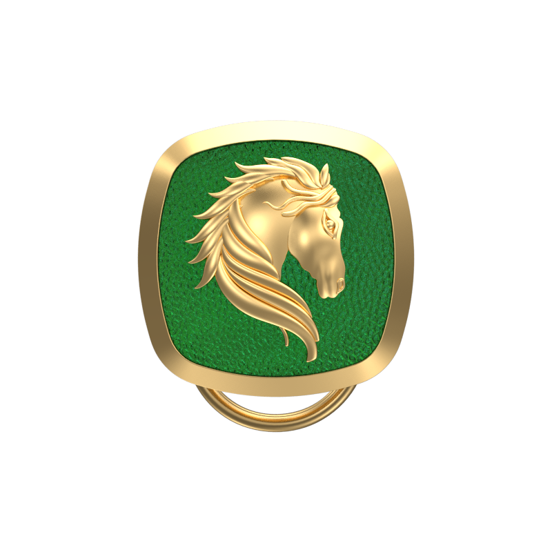 Horse, Wild Button set with 18kt Gold & Black Ruthenium Plating on Brass.