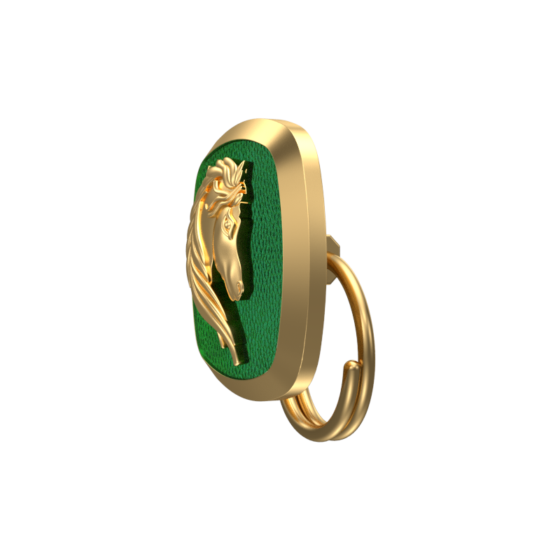 Horse, Wild Button set with 18kt Gold & Black Ruthenium Plating on Brass.