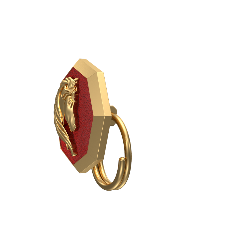 Horse, Wild Button set with 18kt Gold & Black Ruthenium Plating on Brass.