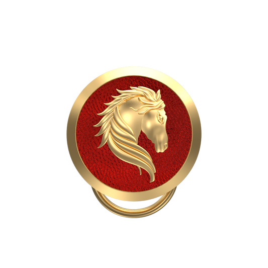 Horse, Wild Button set with 18kt Gold & Black Ruthenium Plating on Brass.