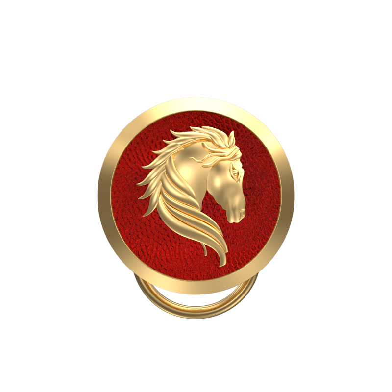 Horse, Wild Button set with 18kt Gold & Black Ruthenium Plating on Brass.