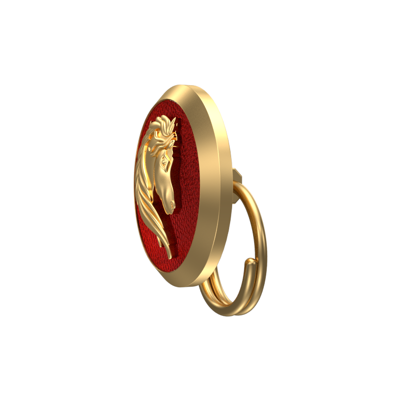 Horse, Wild Button set with 18kt Gold & Black Ruthenium Plating on Brass.